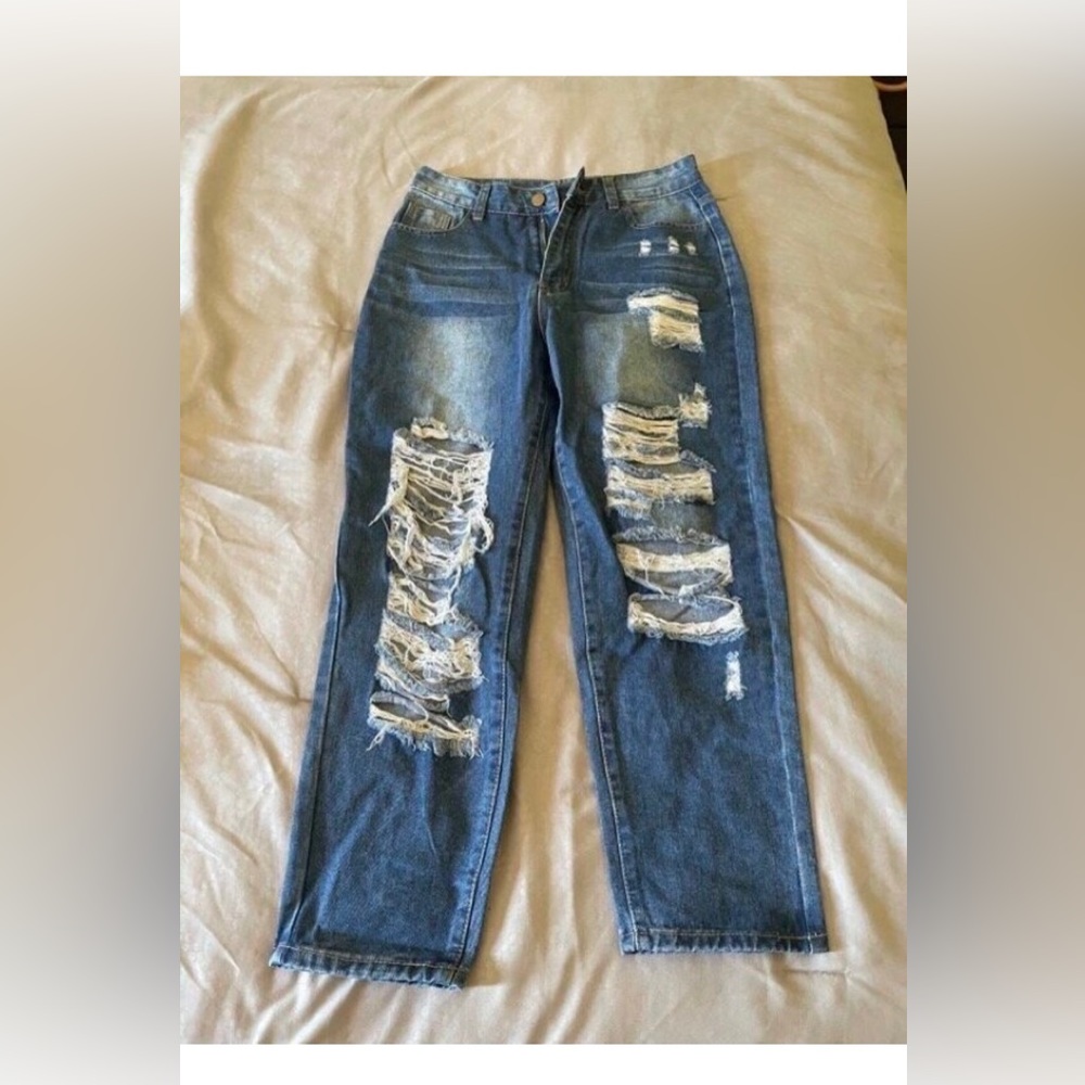Shein blue ripped Jeans new